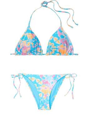 Victoria’s Secret Tie Dye Blue Yellow Pink Bikini Spring Break Vacay Beach